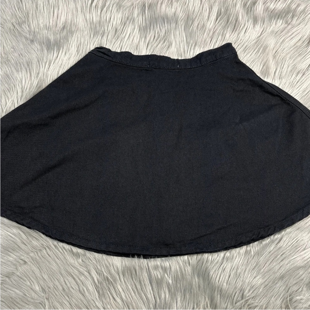 American Apparel Black Denim Mini Flare Skirt - Picture 7 of 8